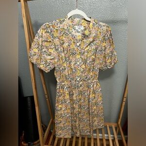 Jcrew Liberty Fabric mini dress, size S, yellow.